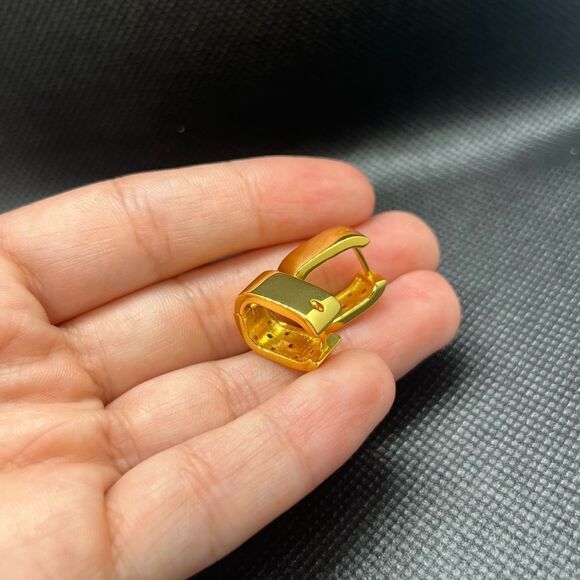 Gold-Plated Sterling Silver Huggie Hoop Earrings with Multicolored Gemstones - Picture 8 of 10